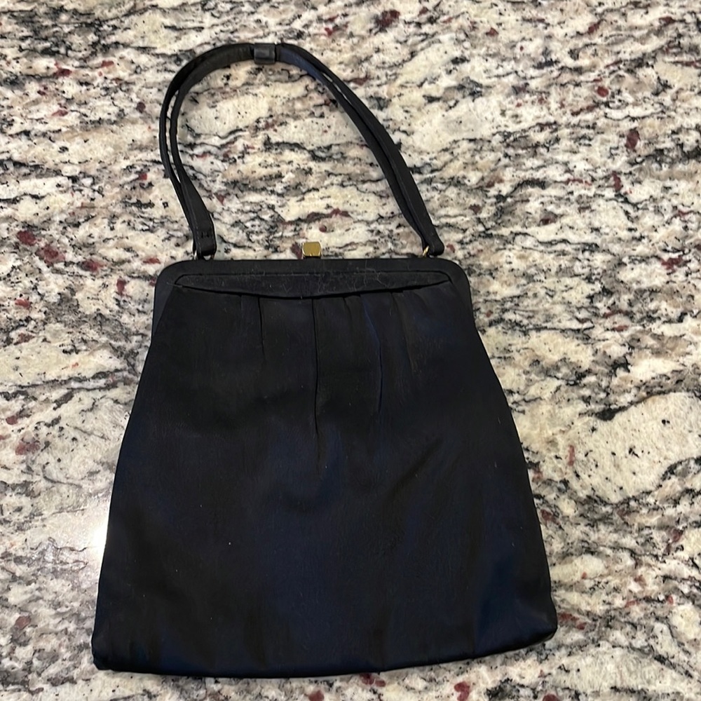 Vintage Morris Moskowitz MM Black Peau de Soie Evening Bag